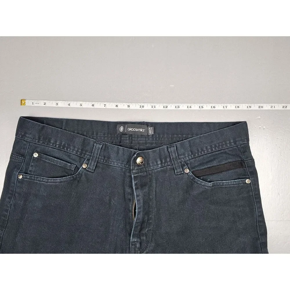 Akademiks Jeans Mens 40x34. Vintage Y2K Black Moto Suede Knee‎ Denim.